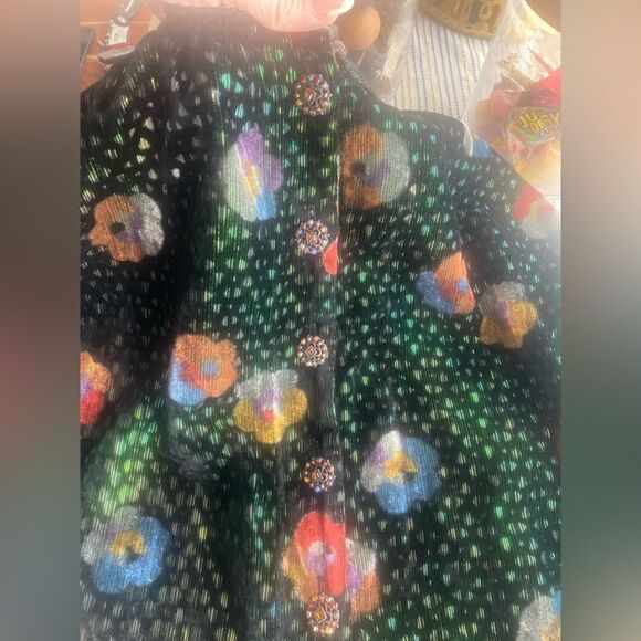 Anthropologie Eva Franco Mini Dress Womens Floral Velvet Multicolored Sz XL NWT - Picture 12 of 16